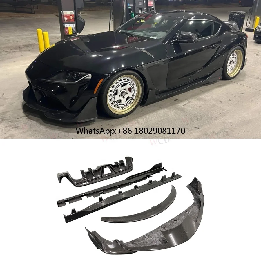 A90 Body kits Dry Carbon Fiber Front Bumper Lip Side Skirts Rear Diffuser Spoiler For Supra A90 MK5 2019+Body kit