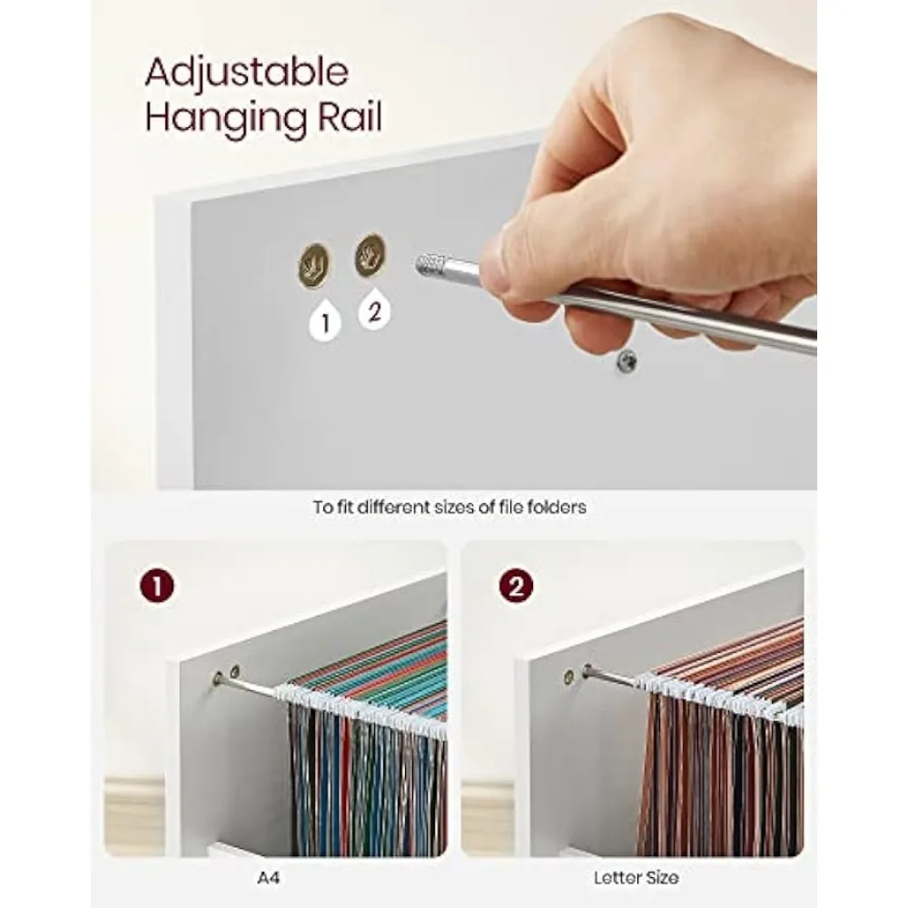 VASAGLE 2-Drawer File Cabinet, Filing Cabinet for Home Office, Small Rolling File Cabinet, Printer Stand,  A4, Letter-Size Files