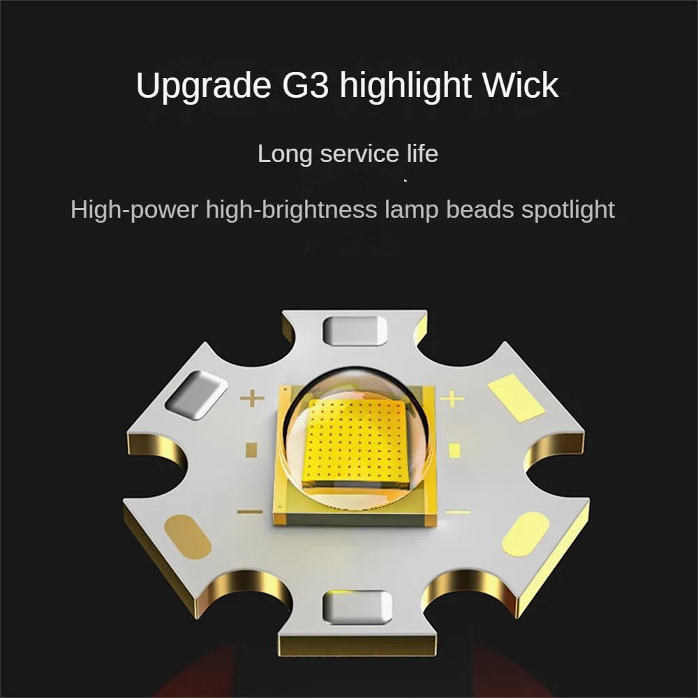 Potente linterna LED recargable por USB, luz de Flash fuerte, resistente al agua, Zoom, pesca al aire libre, caza, multifunción