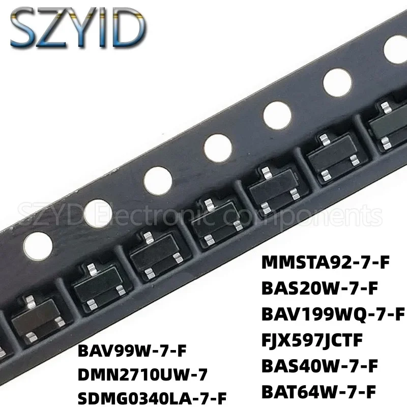 100PCS SOT323 BAV99W-7-F DMN2710UW-7 SDMG0340LA-7-F MMSTA92-7-F BAS20W-7-F BAV199WQ-7-F FJX597JCTF BAS40W-7-F BAT64W-7-F