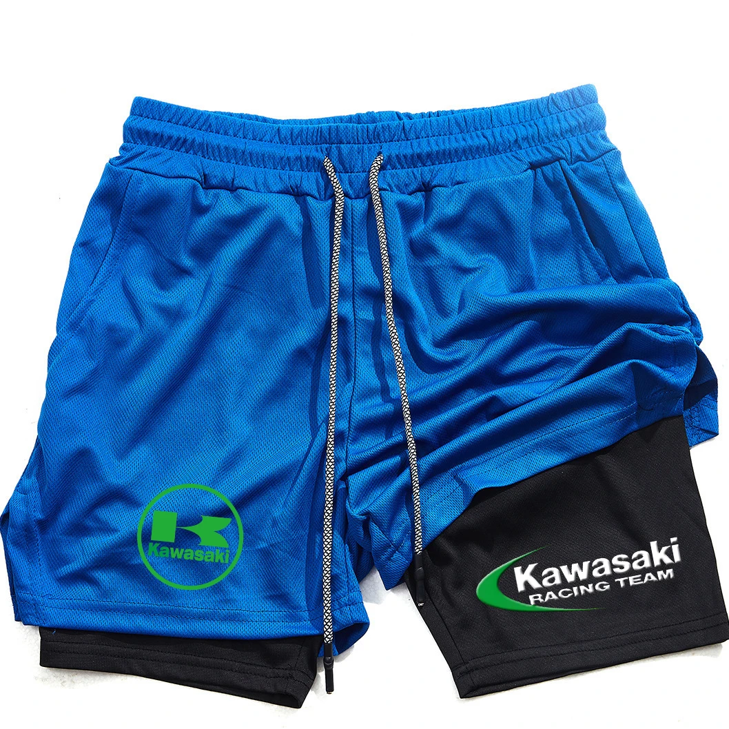 กางเกงขาสั้นวิ่ง Kawasaki 2 in 1 สำหรับออกกำลังกาย ยืดหยุ่น ใส่สบาย แห้งเร็ว ระบายอากาศได้ดี เหมาะสำหรับฤดูร้อน