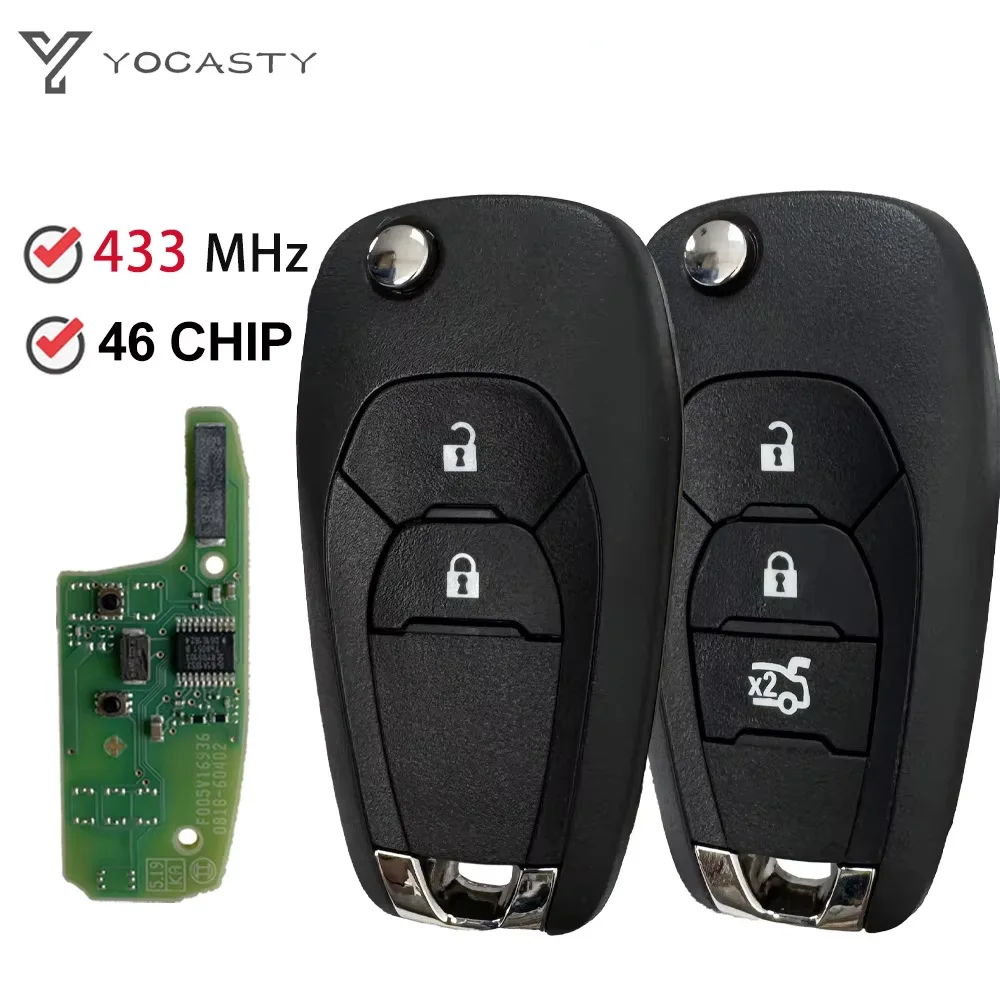 

YOCASTY OEM Flip Remote Car Key For Chevrolet Holden Colorado Cruze Trax LS badge PCF7961E 433MHz ASK FCCID:2AOUX-13522778