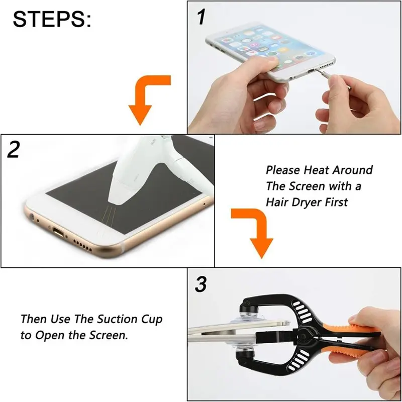 Repair Kit For Mobile Phone Tablet Laptop Screen Opening Tool Cellphone Suction Cup Pliers