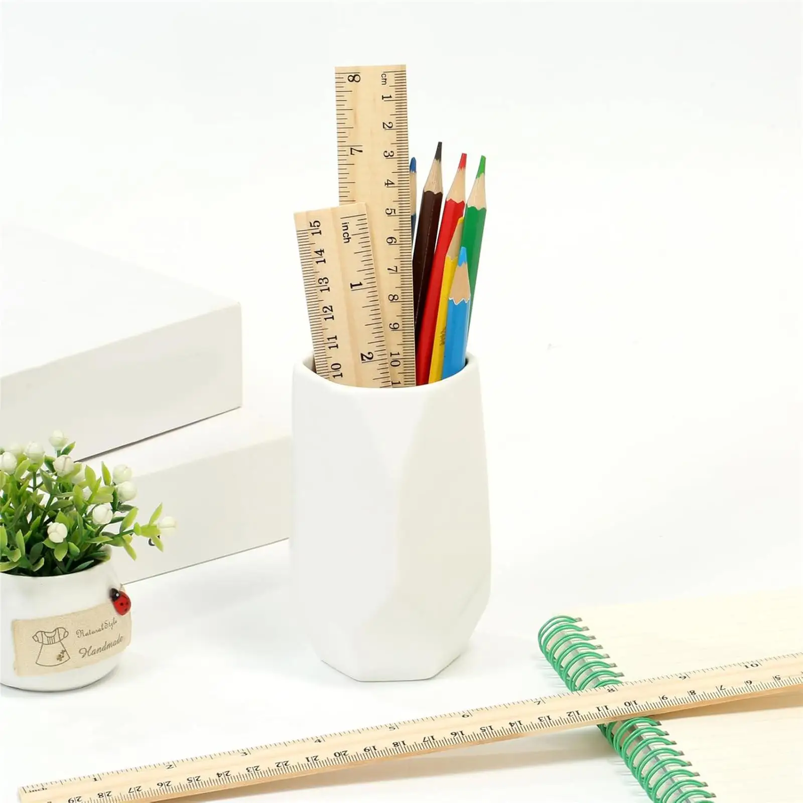 Precise Wooden Measuring Ruler 6 8 12 Inch Raised Beveled Edges for Classroom Homework and Art
