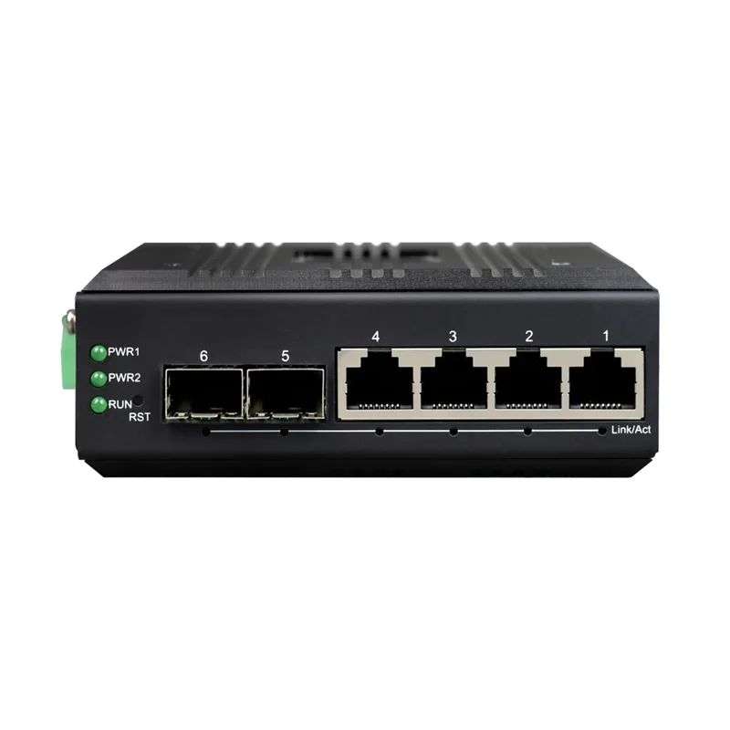 

OEM-управляемый 4-портовый промышленный коммутатор Gigabit Ethernet на DIN-рейке с 2 оптическими SFP-оптическими