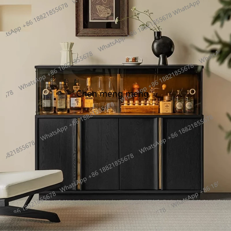 

Runhe side cabinet black solid wood living room coffee simple entrance display cabinet