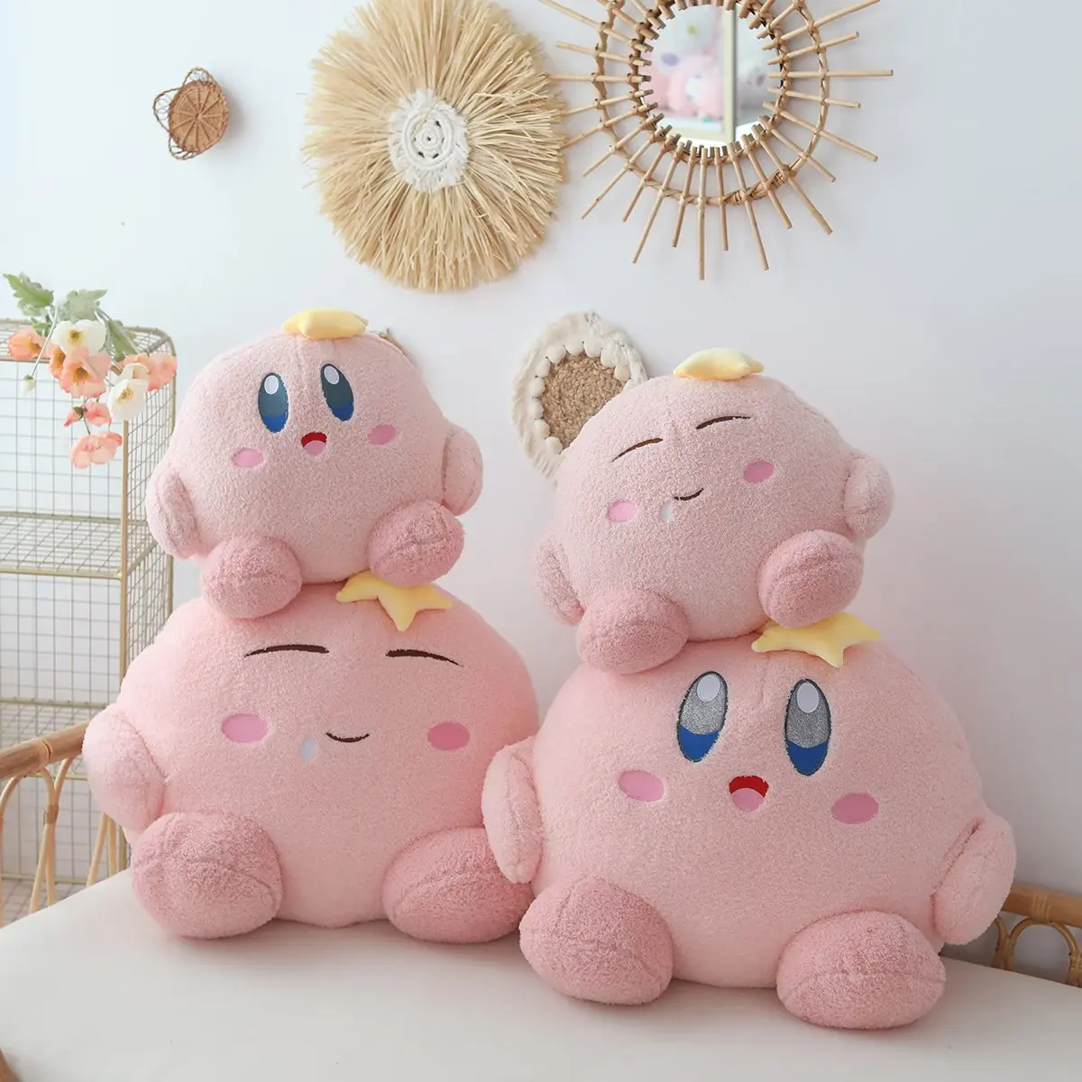 Cute Kirby Plush Toy Stuffed Japanese Style Anime Soft Cuddly Fluffy Kirby Plushies Throw Pillow Appease Doll Birthday Gifts