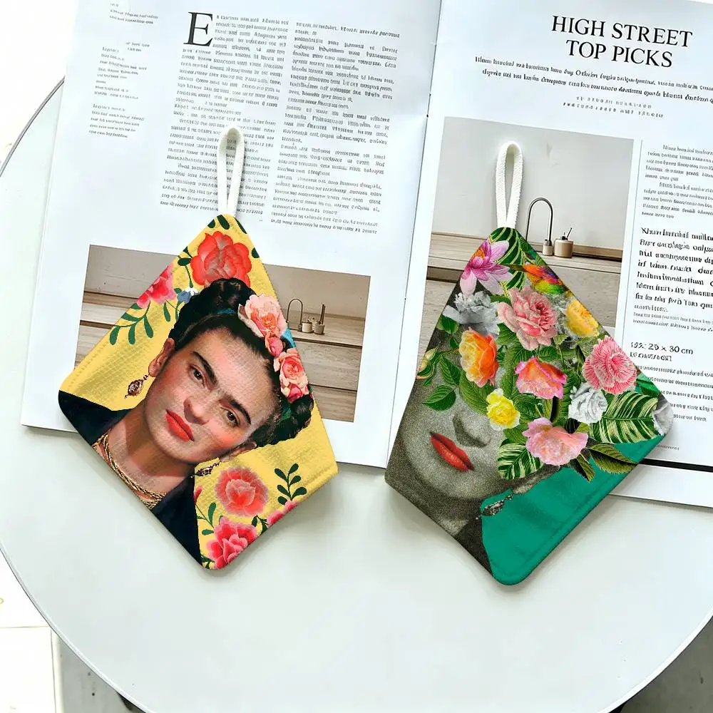 F-Frida K-Kahlo Hanging Style Hand Wiping Towel, Polyester Cotton, Anti-fade for Indoor Kitchen Living Room