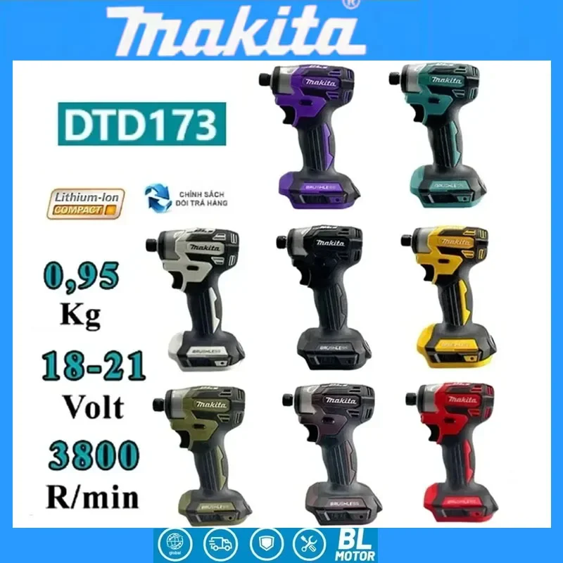 

Аккумуляторный бесщеточный ударный шуруповерт Makita DTD173 18V LXT, 180 Н·м, для дерева, с режимом T-Mode, электрическая дрель, перезаряжаемый электроинструмент