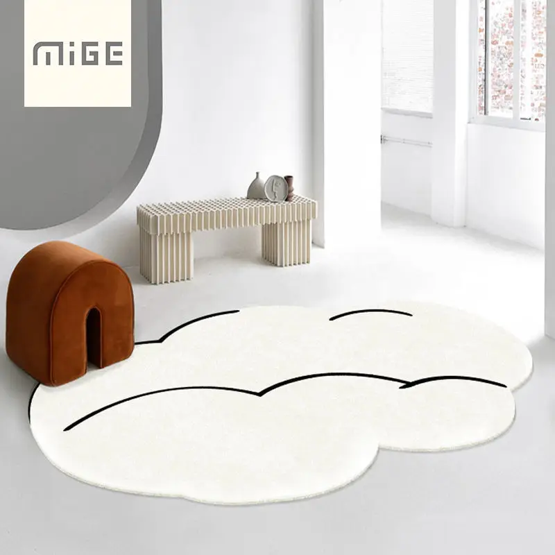 Irregular Living Room Carpet Home Decoration White Fluffy Rug for Bedroom Thickened Soft Shaggy Area Rugs Large Lounge Floor Mat