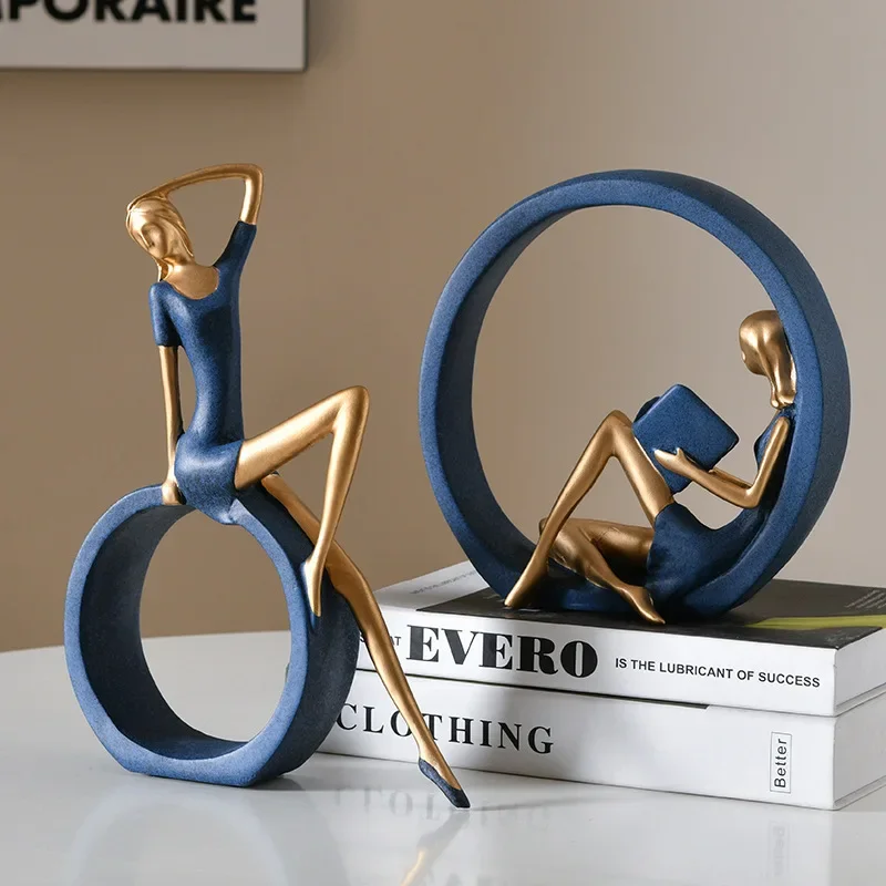 For Interesting Design Literary Reading Girl Ornaments Living Room, Entrance, Office, Study Cross-border Yoga Reading OK Girl