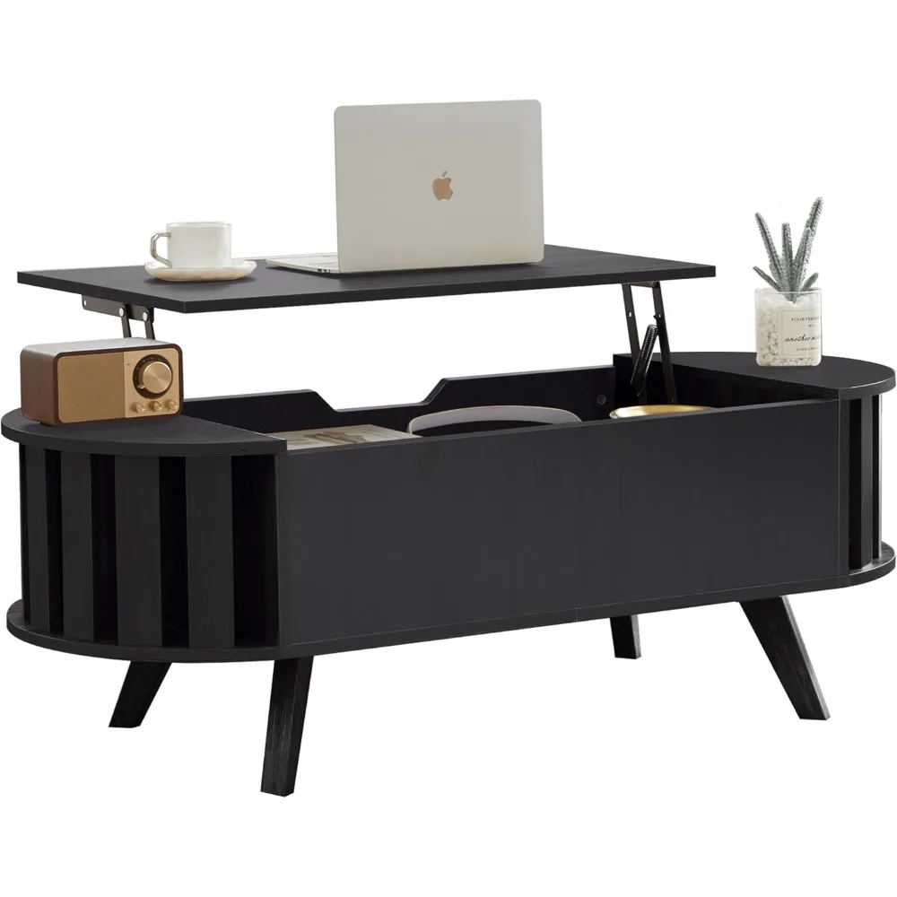 Wood Lift Top Coffee Table with Hidden Storage, Black 47.24