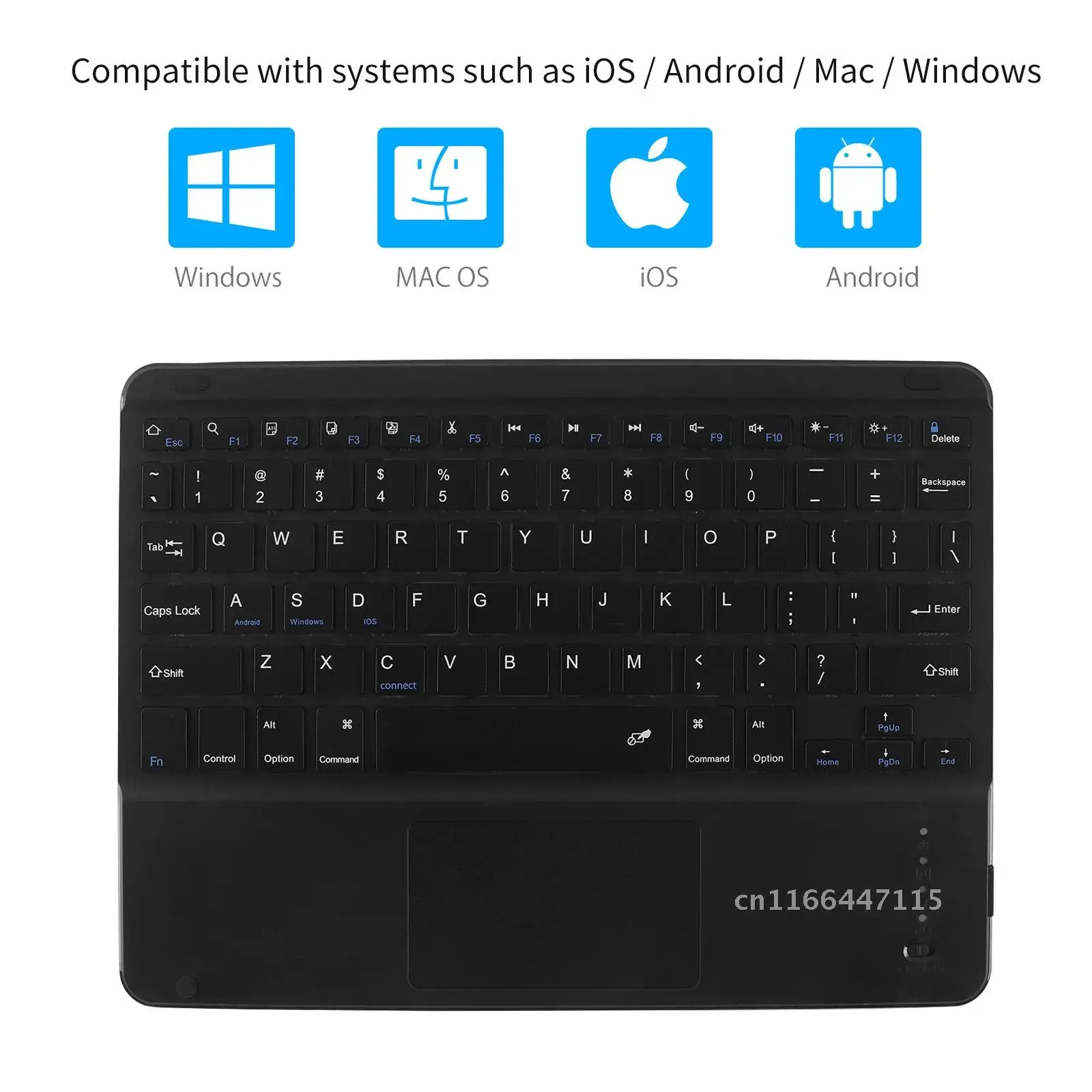 Keyboard nirkabel Bluetooth 10 inci Universal, Keypad Gaming kantor dengan Touchpad Tablet Keybard untuk ponsel Android Windows iPad