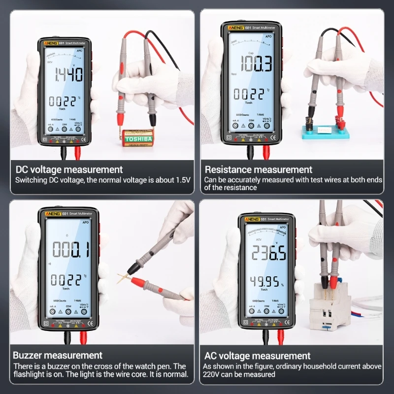 681 Anti-burn Rechargeable Multimeter True RMS Multimetr Tester Hz Ohm Diode Meter Multimetr Tester Dropshipping