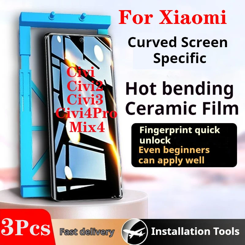 XiaomiCivi4Pro Privacy Curved Screen Protector For Xiaomi Civi4Pro Civi3 Mix4 Ceramic Film Civi2 Civi Soft HD Anti-Peeping