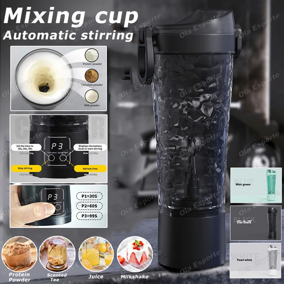 

Portable Electric Shaker Cup 3Gear Adjustment Protein Powder Mixing Cup Automatic Milk Coffee Blender Cup for Fitness Gym Sports