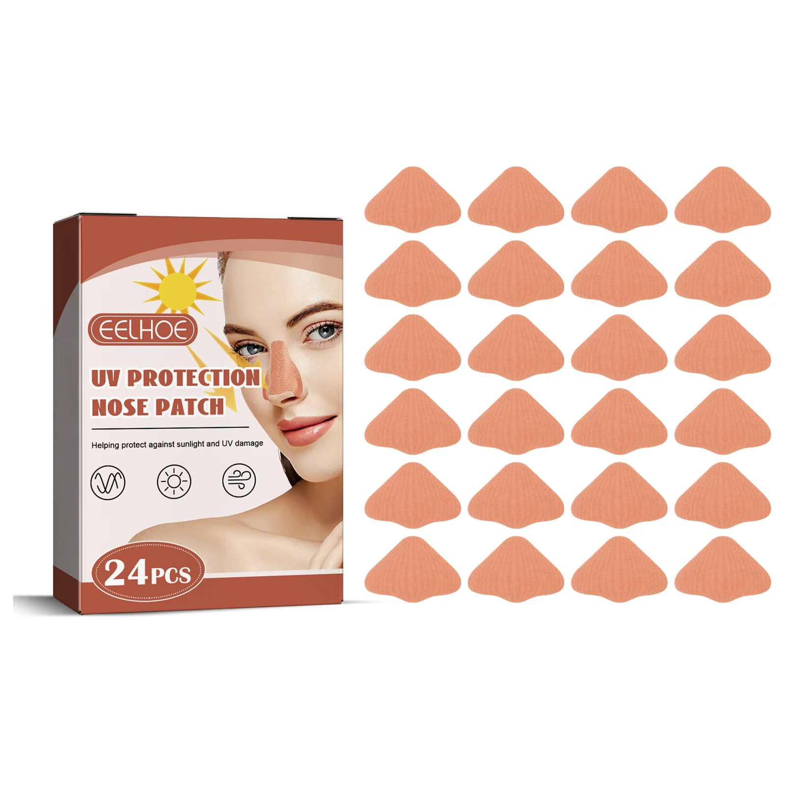 Nose Sun Protection Patch Sunscreen Sticker Breathable Outdoor Sports Sunburn Prevention Nose Guard UV Blocking Breathable Cotton Fabric Sun Shade Protective Strip For Hiking Cycling Beach Summer Running Mountaineering Daily Outdoor Nose Skin Protection
