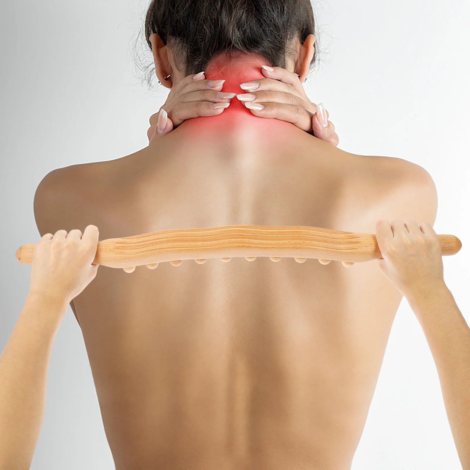 

Инструмент для массажа из бука, 20 круглых бусин, расслабление мышц всего тела, палочка для спины, шеи, плеч, ног, соскабливание Гуа Ша