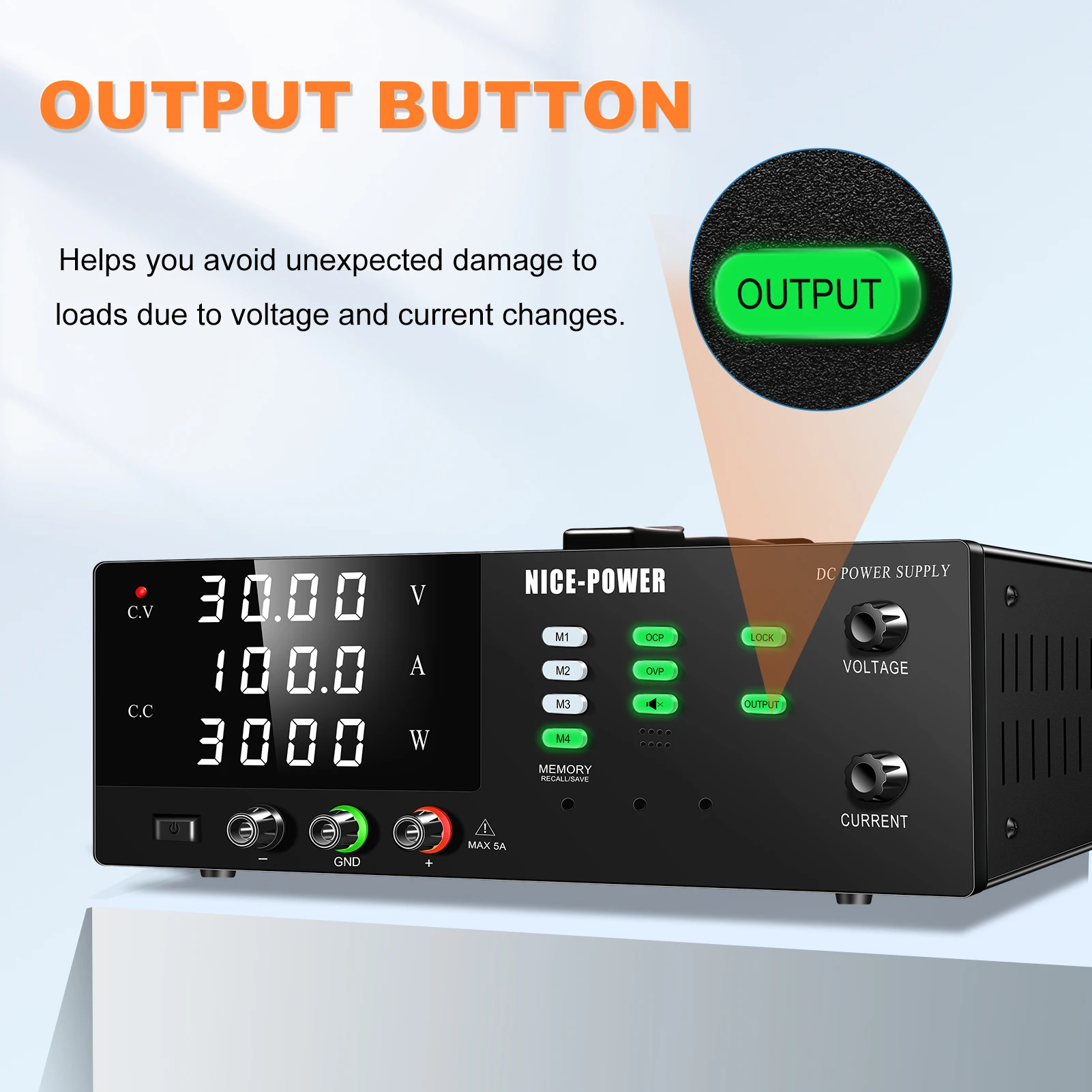 NICE POWER R-SPS30100S-USB 30V 24V 100A 3KW Battery Fast Charger Adapter DC Lab Switching Power Supply OCP Variable Volt Repair