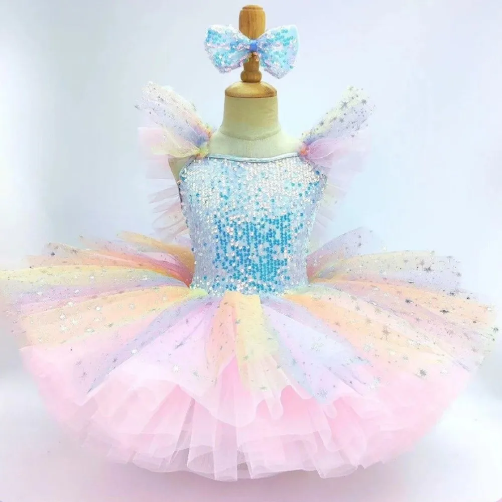 

Fashion Sequin Ballet Tutu Skirt Puffy Modern Kids Ballet Dress Romantic Party Dress Performance Costume Children