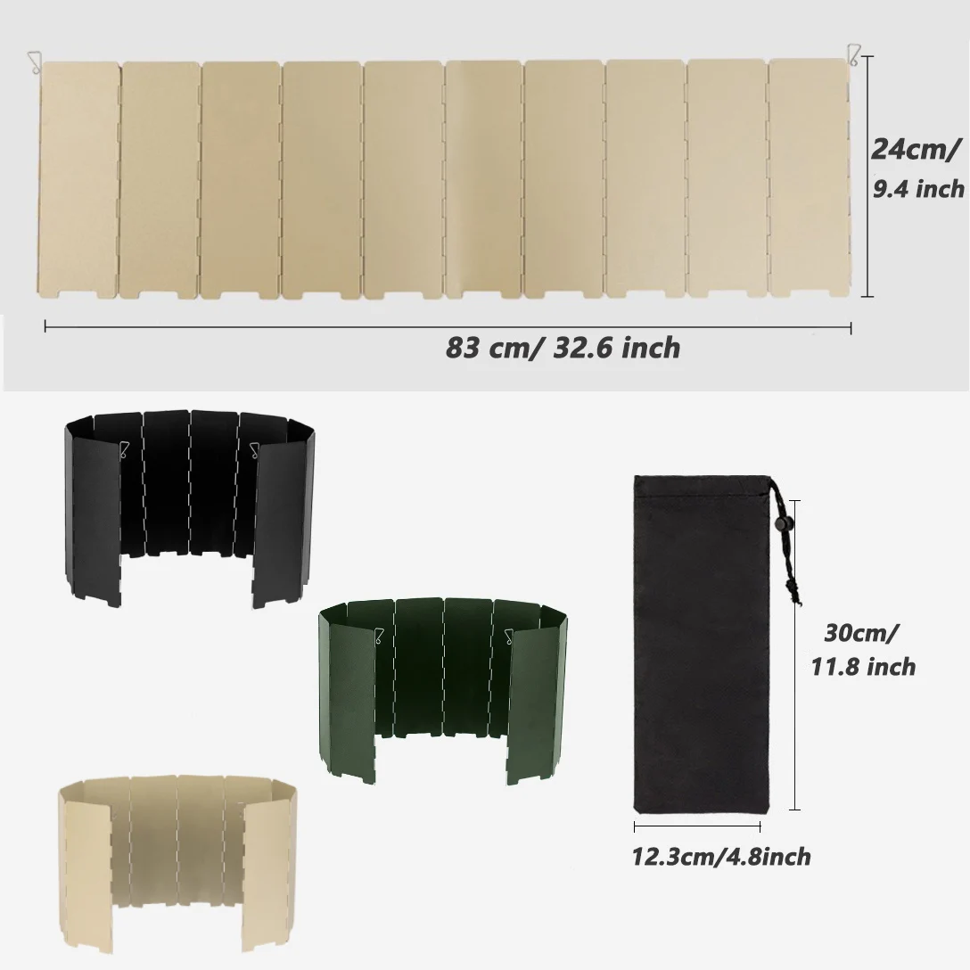 Faltbarer Campingkocher-Windschutz, 10-Platten Verdickter Windschirm mit Tragetasche für Outdoor-Camping-Kassettenkocher – Detail 4