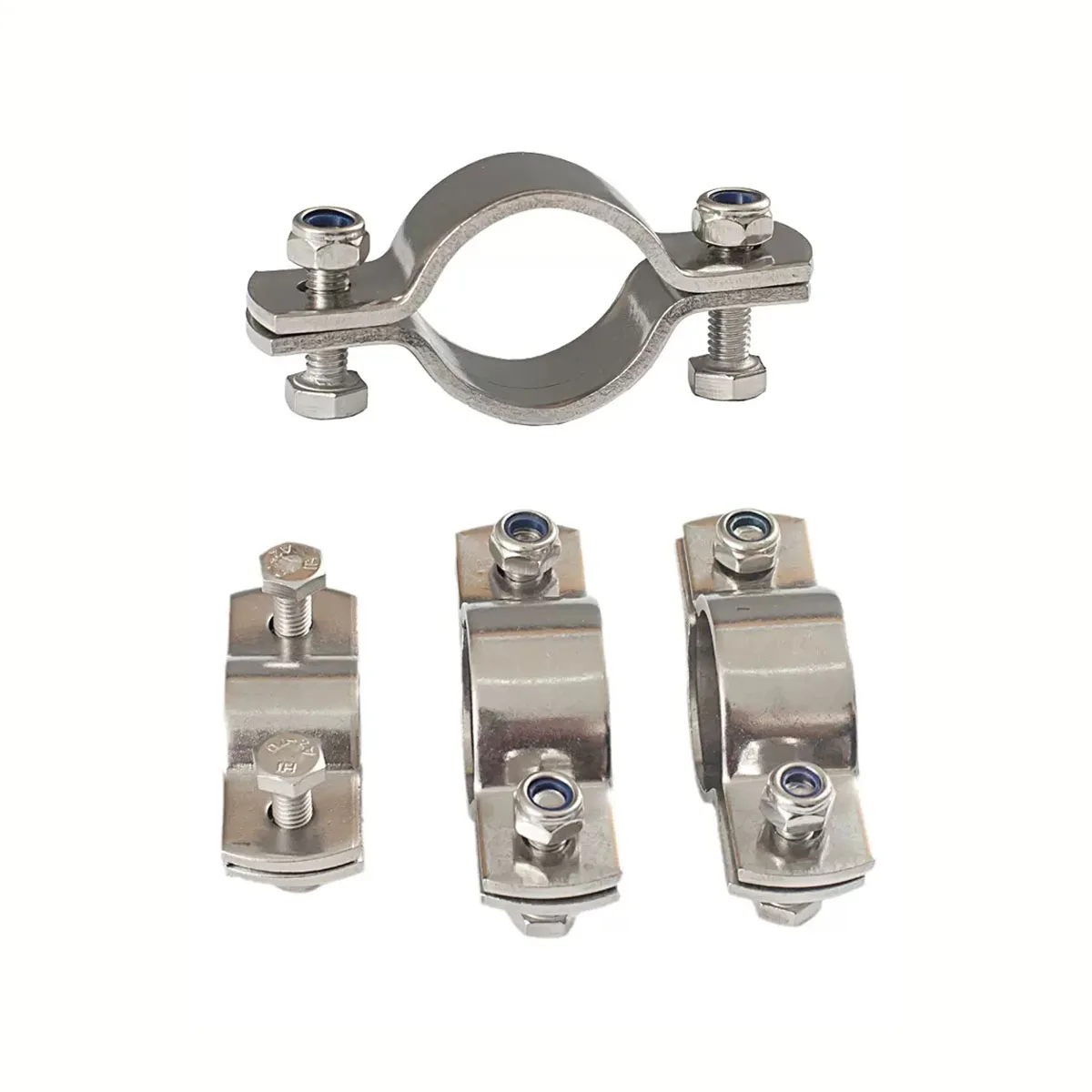304 Stainless Steel Flat Pipe Support Clamp Tube Fixed Mounting Clip Pipeline Bracket Hardware Fastener for Pipe Installation