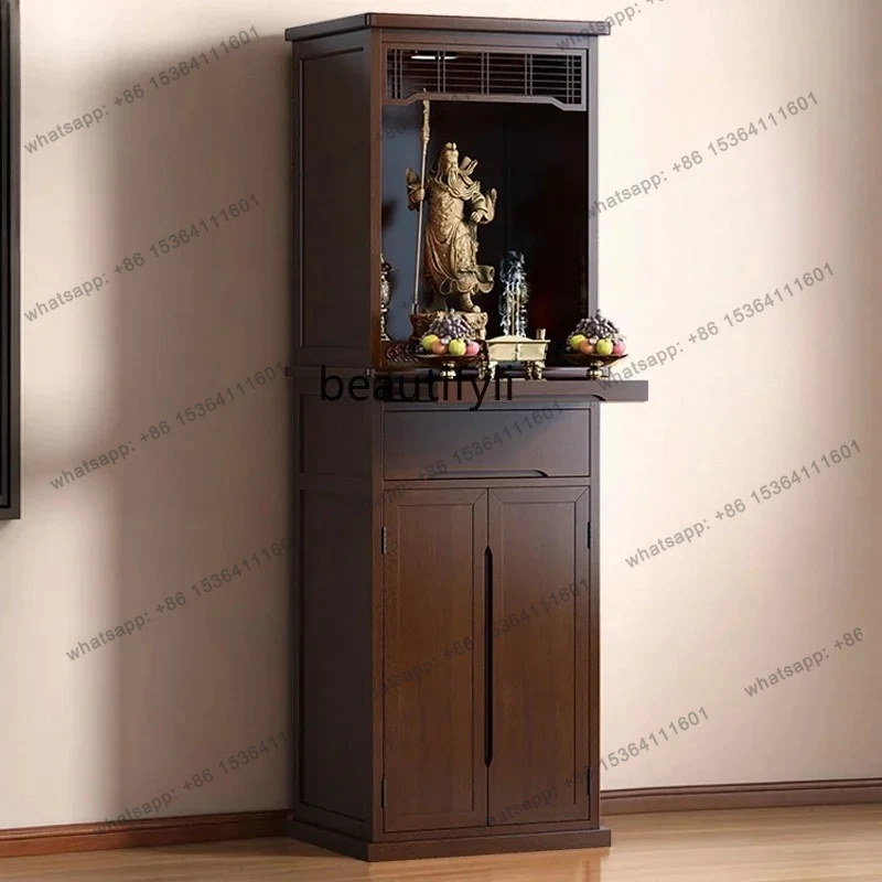 03.Provide table god platform, solid wood Buddha cabinet, new Chinese style vertical cabinet, modern and simple table