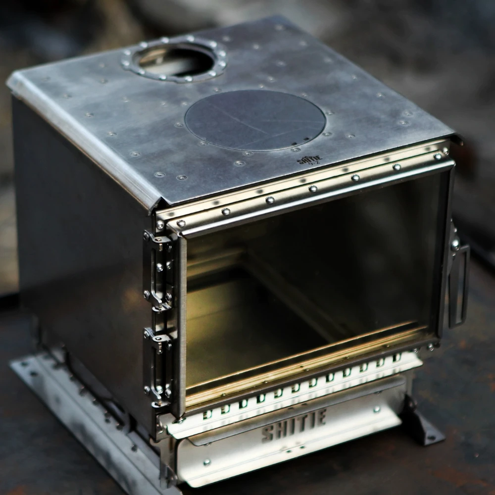 Estufa de leña para acampar al aire libre, chimenea, estufa de tienda de campaña de acero inoxidable, calentador con chimenea, horno, combustión secundaria