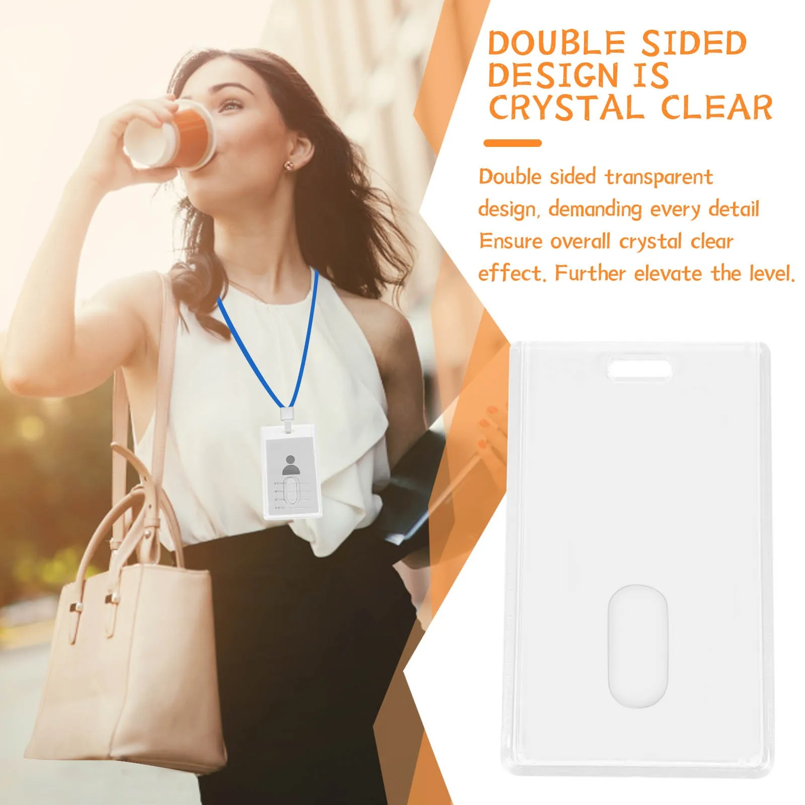 

ID Card Holder Acrylic Thick Hard Clear Badge Holder for Work Employee Access Card Office Safety Protector Durable