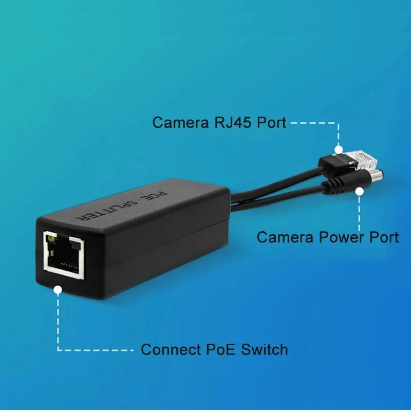 Gadinan 48V To 12V POE Connectors Adapter Cable Splitter Injector Power Supply Let 12V DC IP Camera Become POE Camera Function