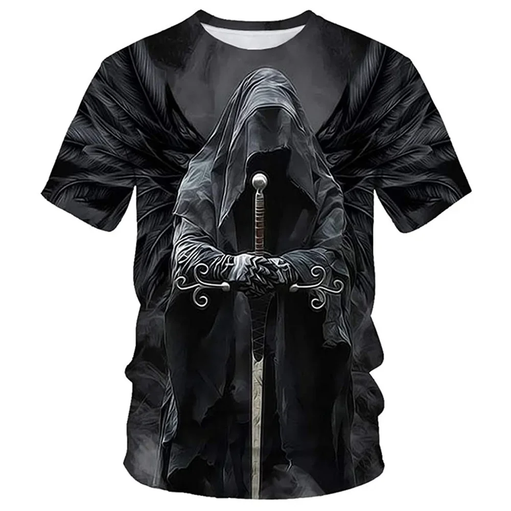 2024 Death Is Coming Skull 3D Print girocollo t-shirt per adulti Street Fashion Cool cotone di alta qualità primavera/estate stile caldo