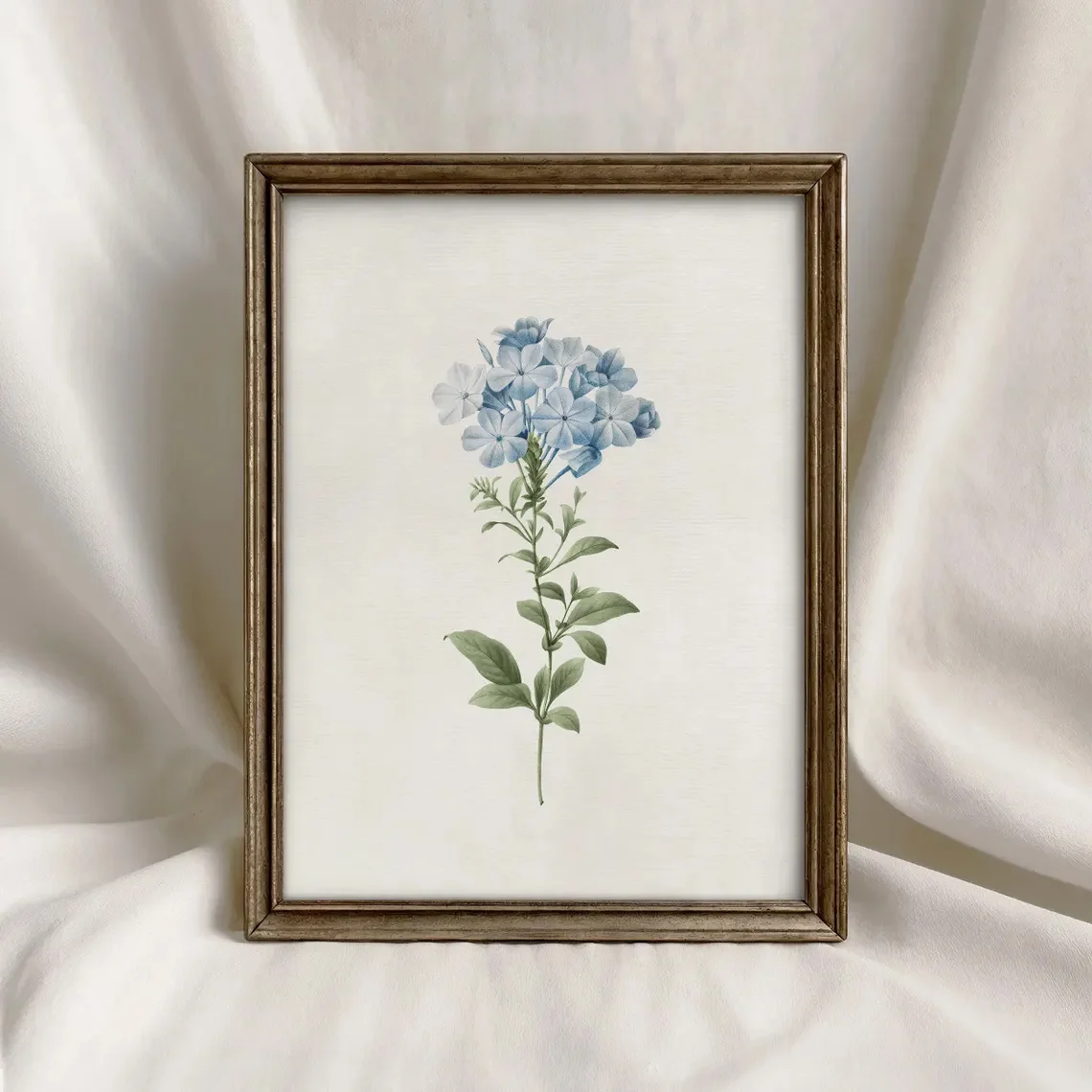 Bohemian Style Blue Wildflower Wall Mural Poster - Frameless Botanical Print, Soft Blue-toned Floral Decorative Poster
