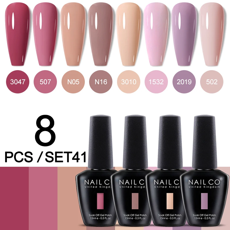 NAILCO 8 Teile/satz Gel Nagellack Set Kit Glitter Nagel Gel Pailletten Vernis Semi Permanent Für
