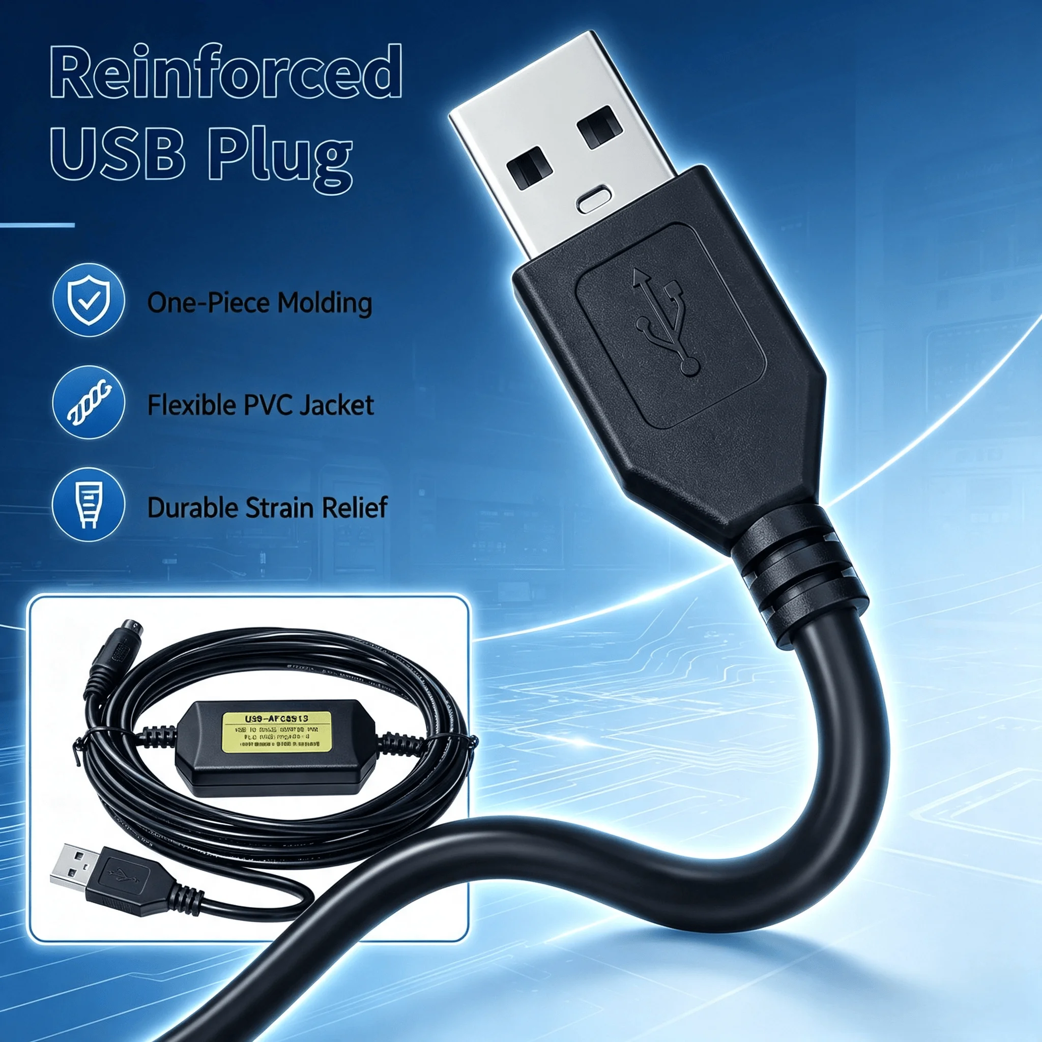 USB-AFC8513 Programming Cable for Panasonic FP0 FP2 FP-M PLC, USB-A to MD5 RS232 Adapter, 3M Stable Upload Download Cable