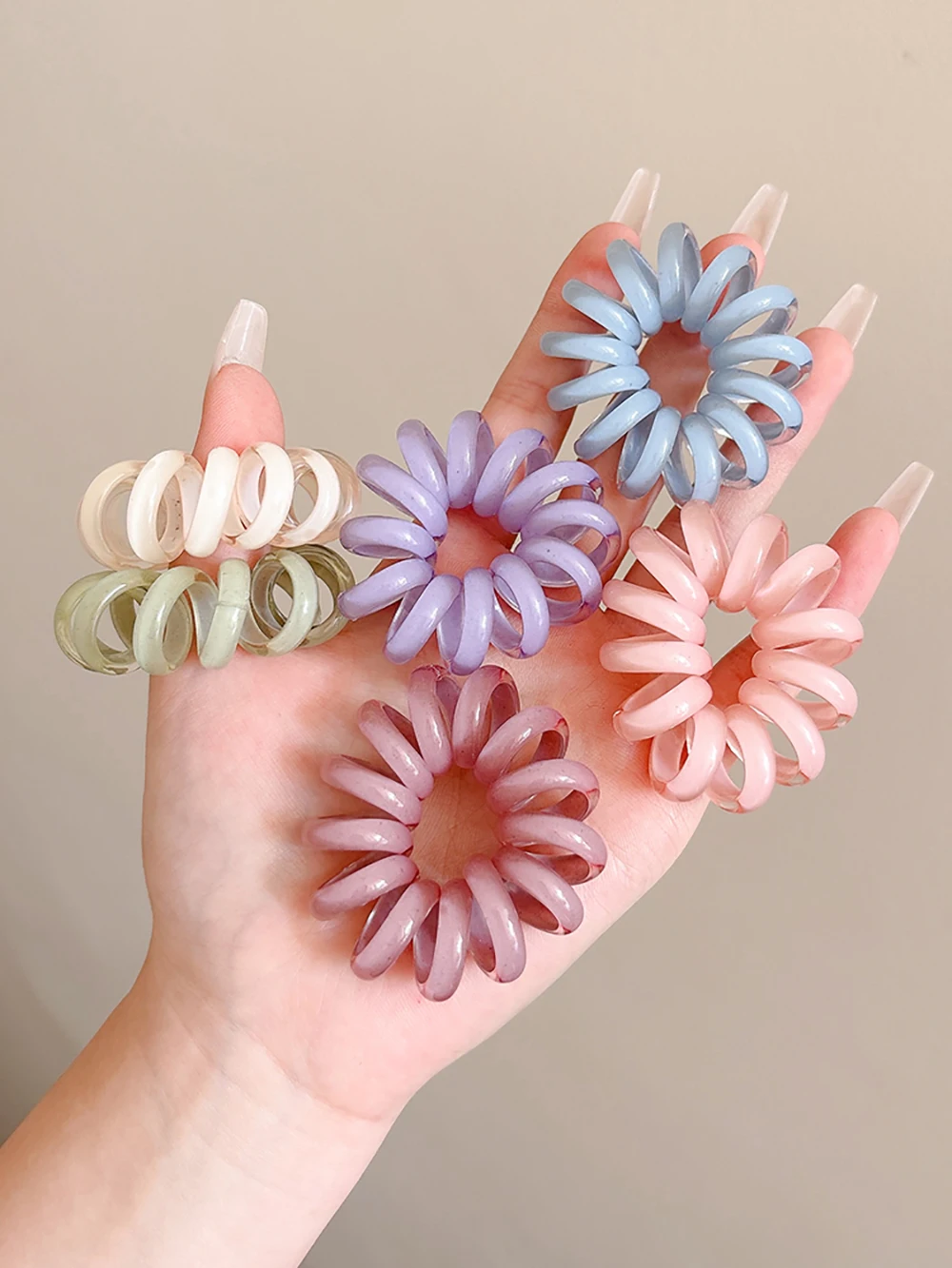 6pcs/lot Colorful Elastic Hair Bands Rubber Hair Ties Telephone Wire Hair Accessories Fashion Elastic Hair Bands Headband