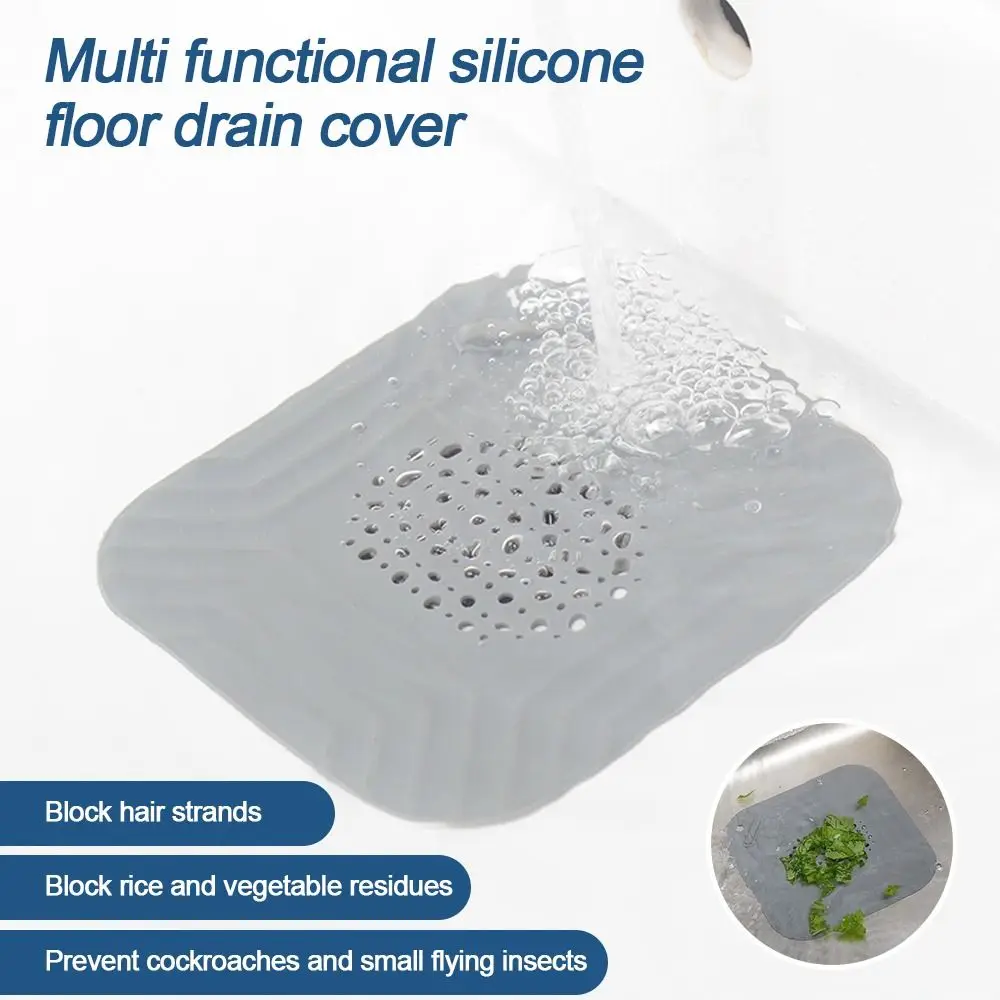 Anti-blocking Sink Strainer Floor Drain Hair Clean Up Mesh Trap Square Shape Shower Drain Pad Kitchen Bathroom Accessories