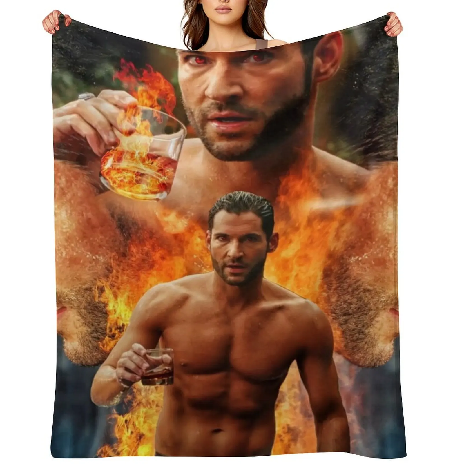 Tom Ellis - Lucifer is Risen Throw Blanket Decorative Sofas Extra Large Throw Decorative Throw Decorative Sofa Blankets