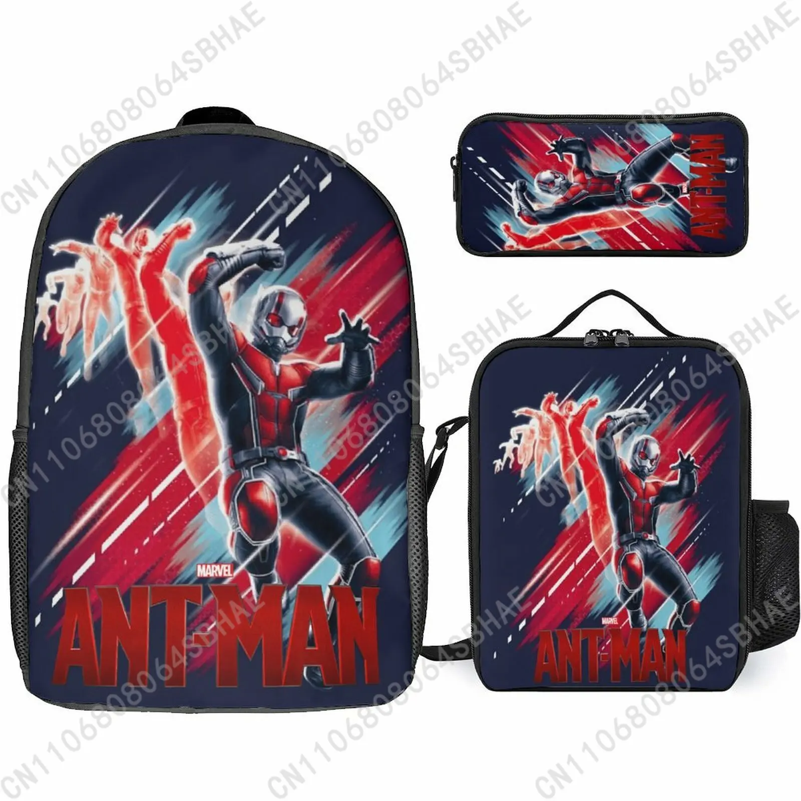 

Marvel Ant Man School Backpack For Teen Middle High School Students 3Pcs Bookbag Lunch Tote Bag Pencil Pouch Cosplay