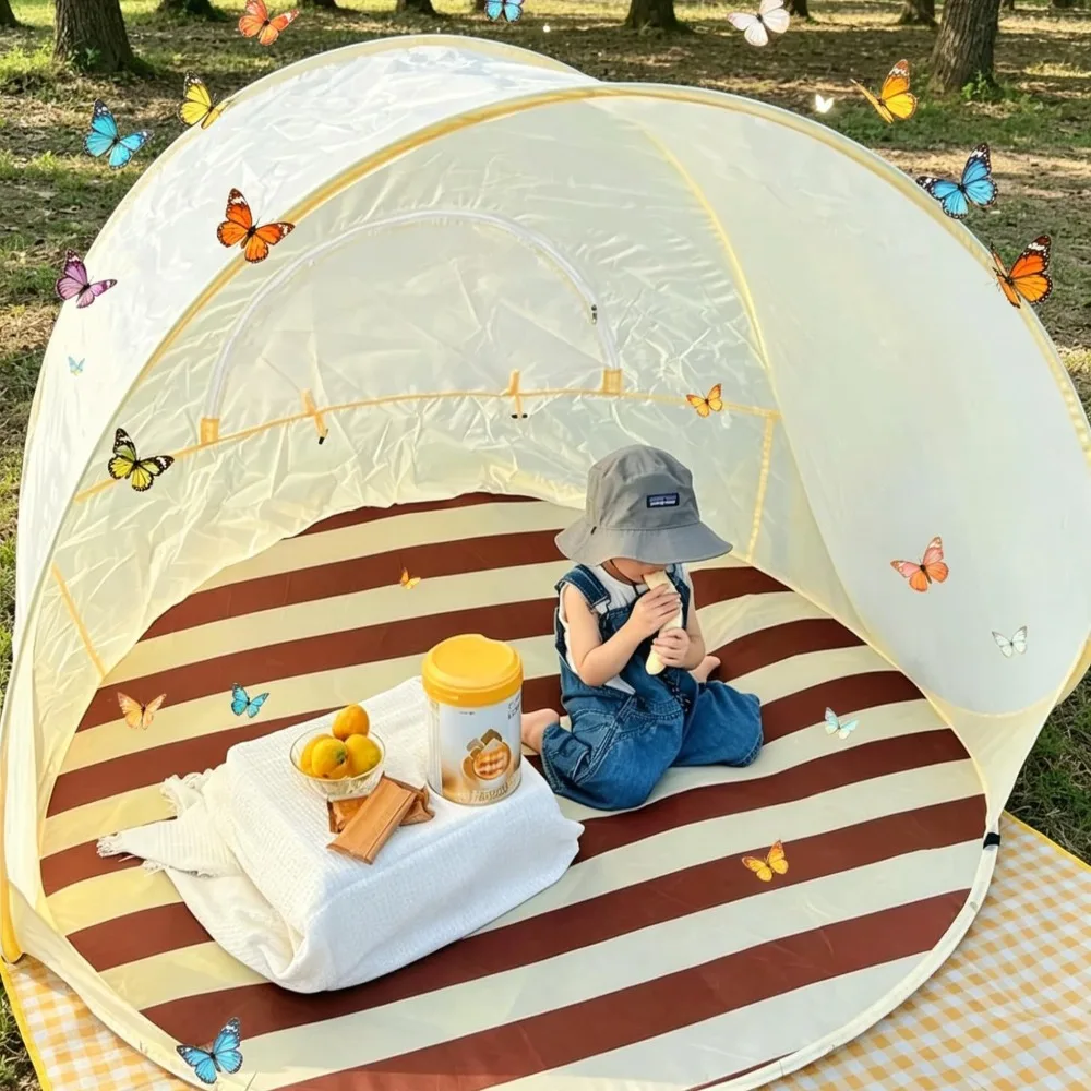Instant Beach Tent Or Mat Portable UV Protection Sun Shelter For 3 4 Persons Large Capacity Quick Setup Camping Picnic Canopy
