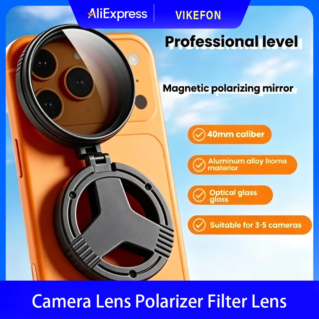 52mm CPL Polarisationsfilter mit Magnethalterung für iPhone 16 15 14 Pro Max Plus und Android Smartphones für Vlogging Filterständerhalterung