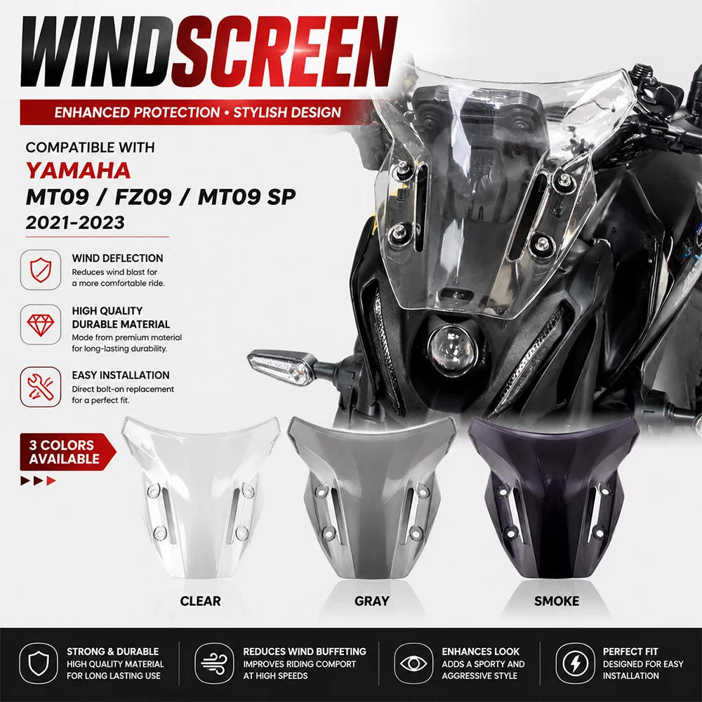 For YAMAHA MT09 FZ09 MT-09 SP 2021 2022 2023 MT 09 Motorcycle Accessories Front Screen Windscreen Windshield Deflector Protector