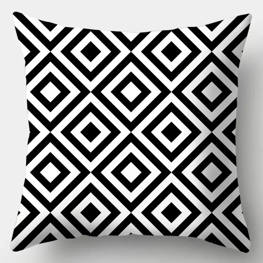 Simple black and white series printed pattern cushion cover for home living room sofa decoration pillowcase 45X45cm