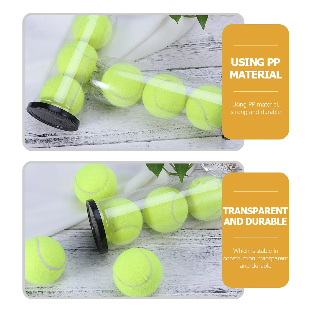 

3pcs Tennis Cylinder PVC Transparent Storage Holder Portable Container for Table Tennis Sport Supplies