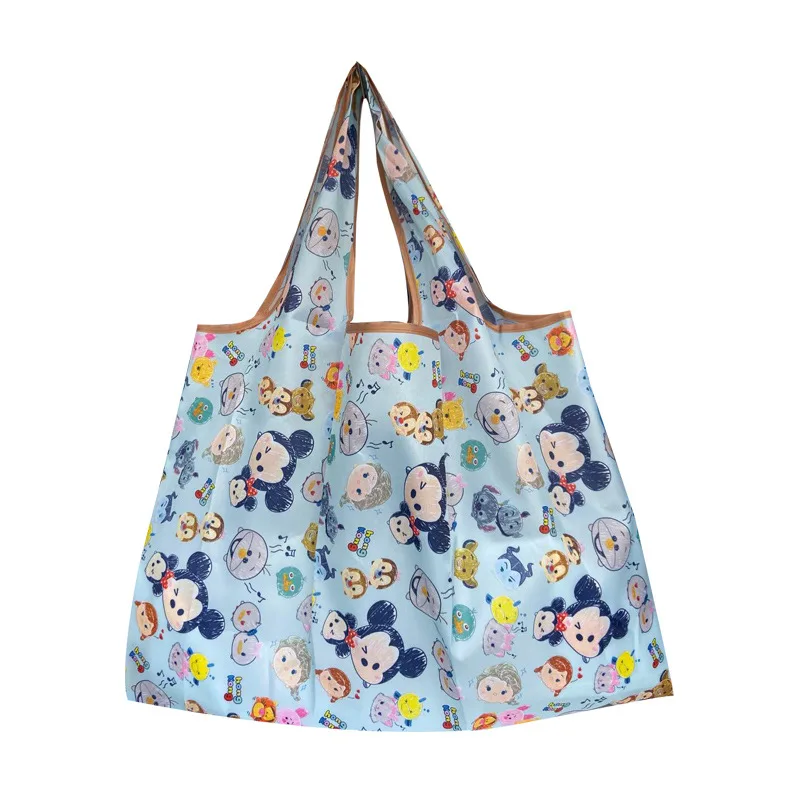 Disney-Sacola feminina dos desenhos animados de Mickey Mouse, bolsa de compras impermeável, bolsa de armazenamento portátil dobrável, bolsas meninas, grande capacidade