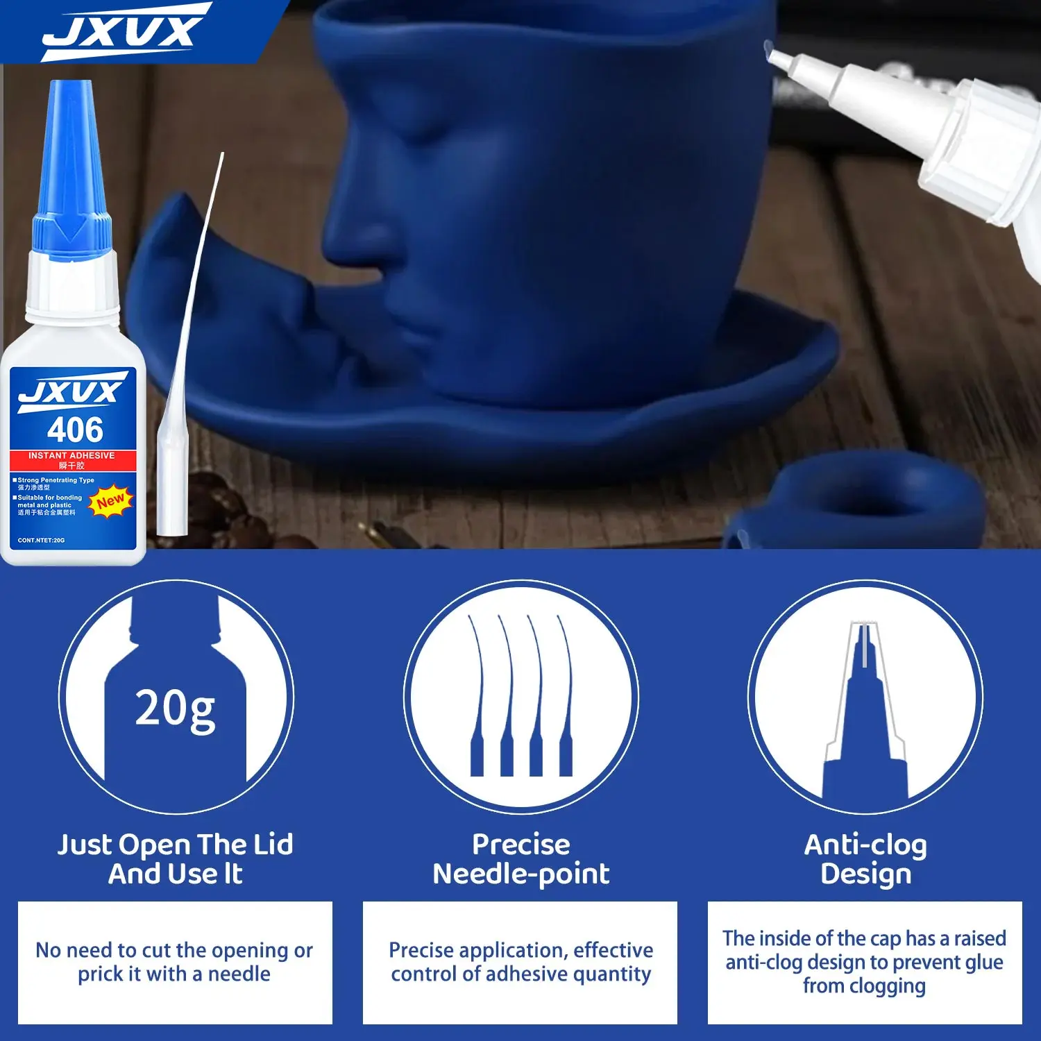 406 غراء سائل فائق القوة للمعادن، 20 جرام غراء CA شفاف سريع التصلب للفولاذ المقاوم للصدأ والألومنيوم، للأعمال اليدوية والإصلاحات، غراء سيانو أكريليت احترافي دائم متعدد الاستخدامات سريع الجفاف وعالي القوة. #4