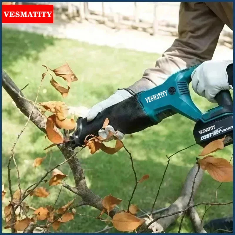 Brushless Cordless Reciprocating Saw Portable Cutting Power Tool Equipped With 4pcs Saw Blades For Makita 18V Battery