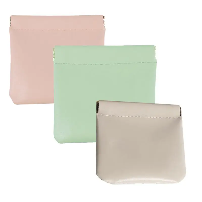 

ABAH-3PCS Small Makeup Bag Cosmetic Bag For Purse, Waterproof Leather Purse Organizers For Inside Purse, Snap Closure Organizer