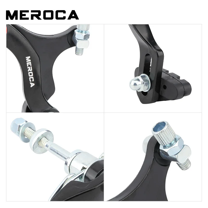 Meroca 73-95mm Bike C Brake Caliper Set Bicycle Rear Front Long Arm Brakes Kit Aluminum Alloy Side Pull Brake for Cruiser Kids