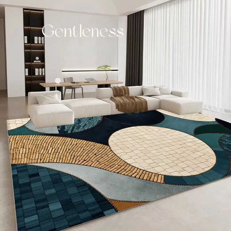 European Style Fashion Advanced Large Rugs for Living Room Abstract Plush Carpet for Bedroom Antiskid Cloakroom Home Decoration