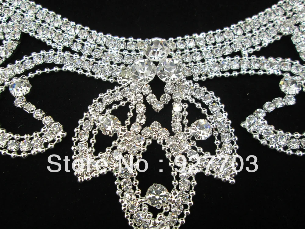 1pcs Beautiful Clear Crystal Rhinestone Silver Applique Motif Bridal Costume Craft